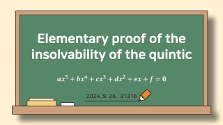 Elementary Proof of the Insolvability of the Quintic